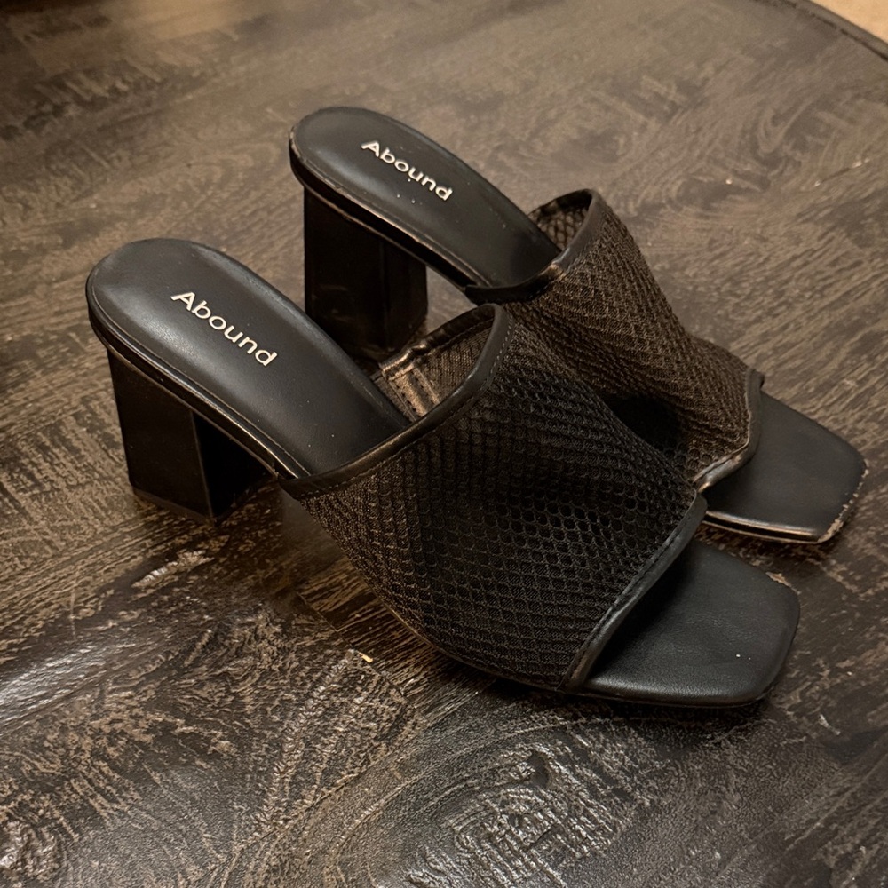 Abound Black Mesh Block Heel Mules